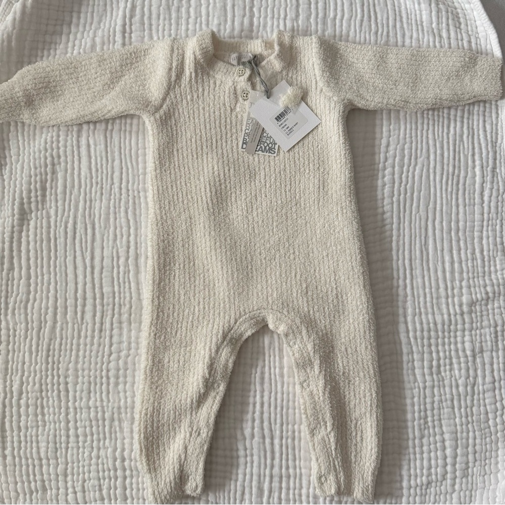 Barefoot Dreams Cream Knit Baby Footie
